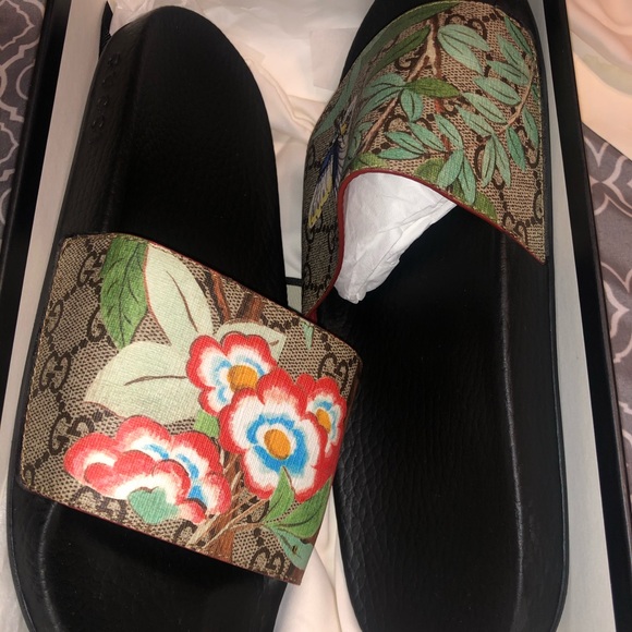 Gucci Shoes - Floral Butterfly Gucci Slides